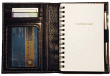 Small Black Pocket Leather Planner
